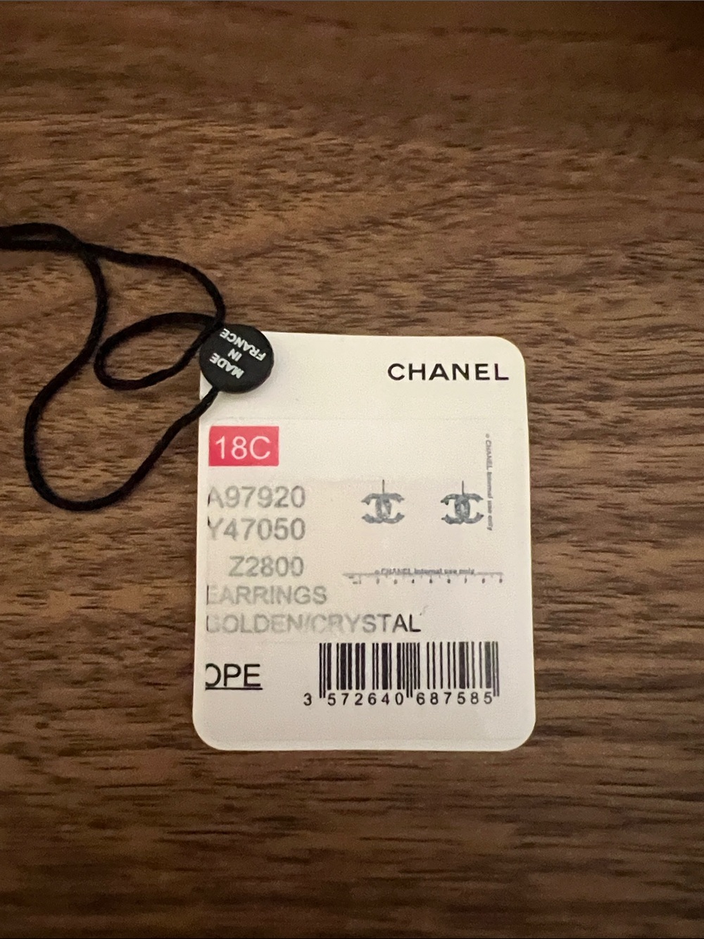 CHANEL Gold Crystal CC Drop Earrings - Picture 5 of 5